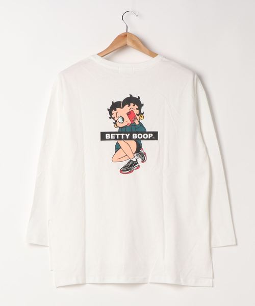 SpRay（スプレイ）の「ＳＮＥＡＫＥＲ　ＢＥＴＴＹ　ロングＴシャツ（Tシャツ/カットソー・レディース・ブラック/アイボリー/スミクロ/グレイッシュベージュ・FREE）」の8枚目の写真