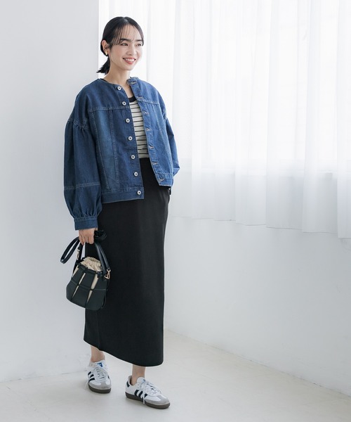 coca(coca)(コカ)の「エンボス加工Iラインスカート(スカート・レディース・ブラック/カーキ/キャメル/ダークベージュ/チャコール・ONE SIZE)」の6枚目の写真