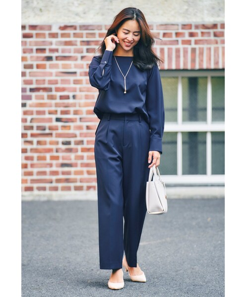 OPAQUE.CLIP(オペークドットクリップ)の「◆CARREMANストレッチテーパードパンツ(スーツパンツ・レディース・ブラック/ネイビー/ライトベージュ・40/38/42/36/34/01/02/03)」の20枚目の写真