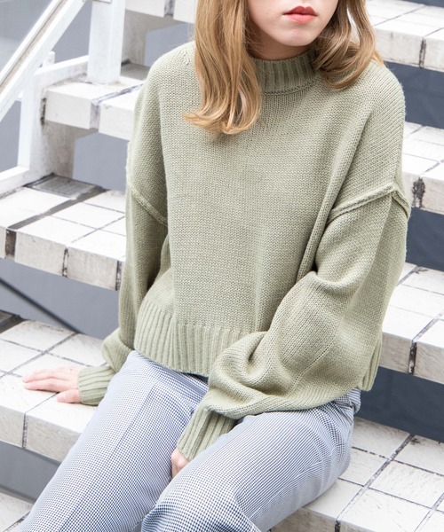 WEGO（ウィゴー）の「WEGO/ショートニット（ニット/セーター・レディース・ホワイト/ブラック/パープル/サックスブルー/グリーン/ライトベージュ・FREE）」の4枚目の写真