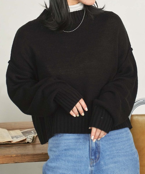 WEGO（ウィゴー）の「WEGO/ショートニット（ニット/セーター・レディース・ホワイト/ブラック/パープル/サックスブルー/グリーン/ライトベージュ・FREE）」の3枚目の写真