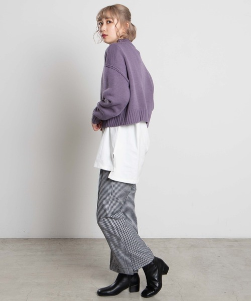 WEGO（ウィゴー）の「WEGO/ショートニット（ニット/セーター・レディース・ホワイト/ブラック/パープル/サックスブルー/グリーン/ライトベージュ・FREE）」の16枚目の写真