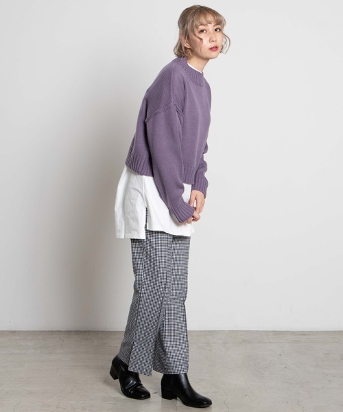 WEGO（ウィゴー）の「WEGO/ショートニット（ニット/セーター・レディース・ホワイト/ブラック/パープル/サックスブルー/グリーン/ライトベージュ・FREE）」の14枚目の写真