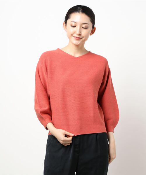 BELLUNA PLUS(ベルーナ)の「抗菌防臭Vネックニットプルオーバー(ニット/セーター・レディース・ブラック/ブルーグレー/コーラル・MEDIUM/LARGE/X-LARGE)」の8枚目の写真
