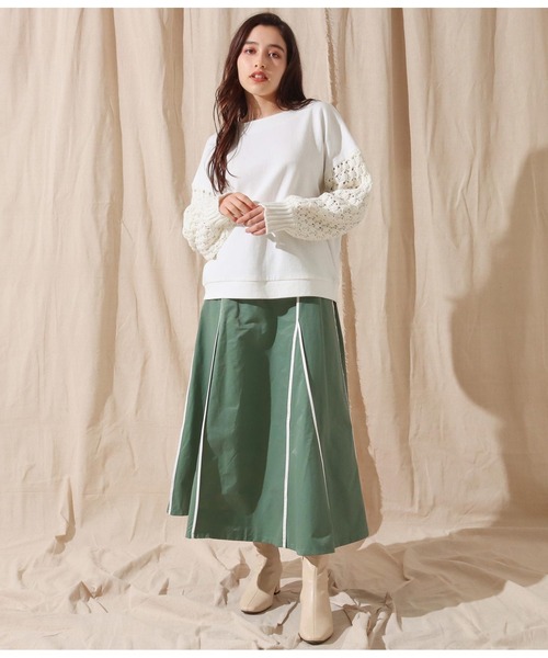 Alluge（アルージュ）の「ポップコーンスリーブトップスセーター（Tシャツ/カットソー・レディース・グレー/アイボリー・FREE）」の5枚目の写真