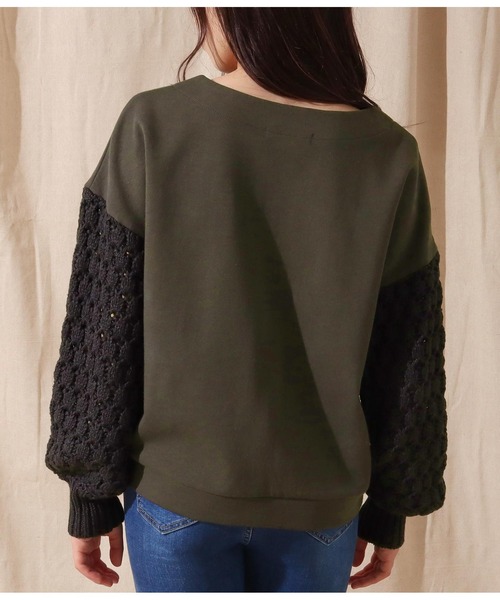 Alluge（アルージュ）の「ポップコーンスリーブトップスセーター（Tシャツ/カットソー・レディース・グレー/アイボリー・FREE）」の8枚目の写真