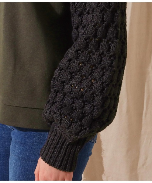 Alluge（アルージュ）の「ポップコーンスリーブトップスセーター（Tシャツ/カットソー・レディース・グレー/アイボリー・FREE）」の9枚目の写真