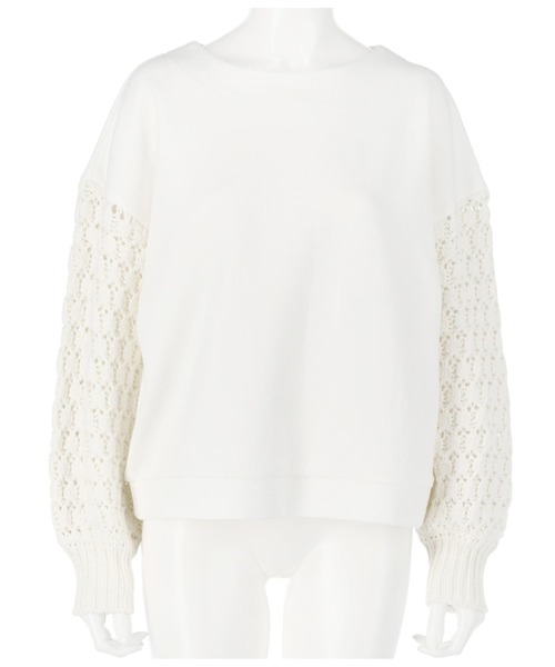 Alluge（アルージュ）の「ポップコーンスリーブトップスセーター（Tシャツ/カットソー・レディース・グレー/アイボリー・FREE）」の10枚目の写真