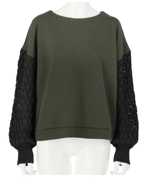 Alluge（アルージュ）の「ポップコーンスリーブトップスセーター（Tシャツ/カットソー・レディース・グレー/アイボリー・FREE）」の11枚目の写真