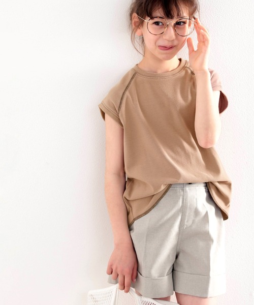 classicalelf（クラシカルエルフ）の「≪キッズ≫ふんわり柔らか、オーガニックコットン。配色ステッチフレンチTシャツ（Tシャツ/カットソー・キッズ・ベージュ/オフホワイト/モカ/チャコール・130/140/150/160）」の3枚目の写真