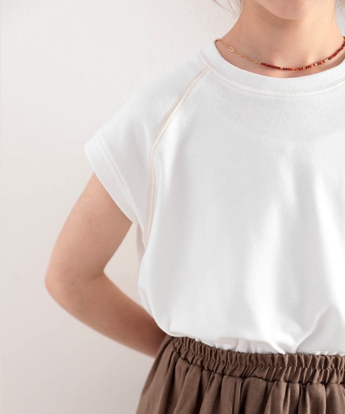 classicalelf（クラシカルエルフ）の「≪キッズ≫ふんわり柔らか、オーガニックコットン。配色ステッチフレンチTシャツ（Tシャツ/カットソー・キッズ・ベージュ/オフホワイト/モカ/チャコール・130/140/150/160）」の21枚目の写真