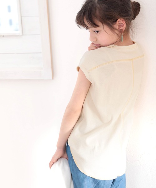 classicalelf（クラシカルエルフ）の「≪キッズ≫ふんわり柔らか、オーガニックコットン。配色ステッチフレンチTシャツ（Tシャツ/カットソー・キッズ・ベージュ/オフホワイト/モカ/チャコール・130/140/150/160）」の16枚目の写真