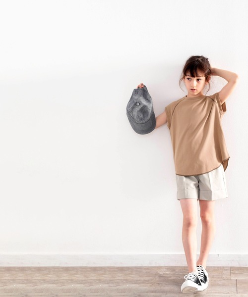 classicalelf（クラシカルエルフ）の「≪キッズ≫ふんわり柔らか、オーガニックコットン。配色ステッチフレンチTシャツ（Tシャツ/カットソー・キッズ・ベージュ/オフホワイト/モカ/チャコール・130/140/150/160）」の20枚目の写真