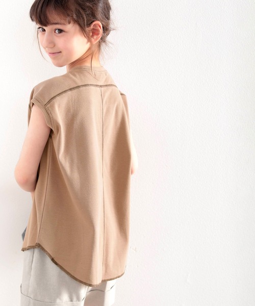 classicalelf（クラシカルエルフ）の「≪キッズ≫ふんわり柔らか、オーガニックコットン。配色ステッチフレンチTシャツ（Tシャツ/カットソー・キッズ・ベージュ/オフホワイト/モカ/チャコール・130/140/150/160）」の19枚目の写真