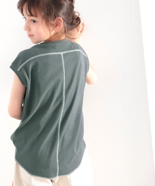 classicalelf（クラシカルエルフ）の「≪キッズ≫ふんわり柔らか、オーガニックコットン。配色ステッチフレンチTシャツ（Tシャツ/カットソー・キッズ・ベージュ/オフホワイト/モカ/チャコール・130/140/150/160）」の7枚目の写真