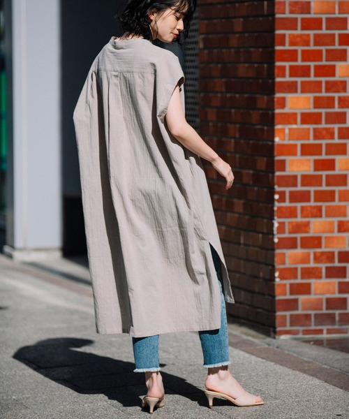 Munich（ミューニック）の「コットンリネンボイルキャッチワッシャー　ビッグワンピース（ワンピース・レディース・ホワイト/ブラック/グレイッシュベージュ・FREE）」の5枚目の写真
