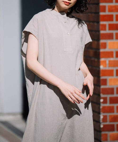 Munich（ミューニック）の「コットンリネンボイルキャッチワッシャー　ビッグワンピース（ワンピース・レディース・ホワイト/ブラック/グレイッシュベージュ・FREE）」の6枚目の写真