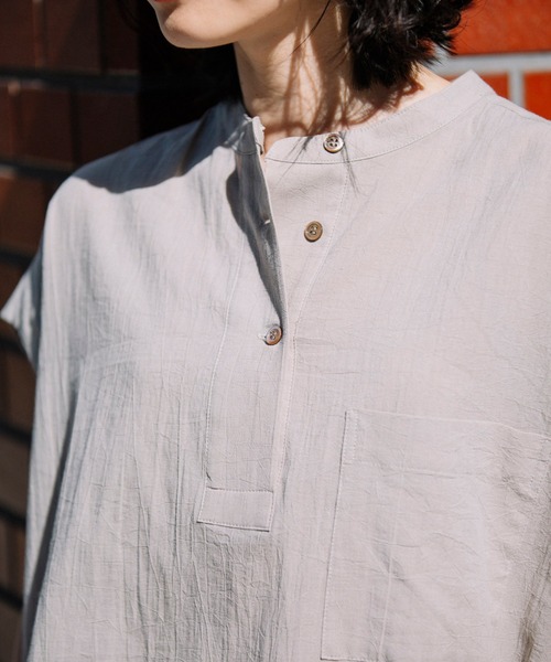 Munich（ミューニック）の「コットンリネンボイルキャッチワッシャー　ビッグワンピース（ワンピース・レディース・ホワイト/ブラック/グレイッシュベージュ・FREE）」の10枚目の写真