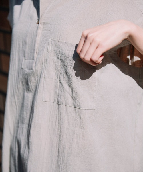 Munich（ミューニック）の「コットンリネンボイルキャッチワッシャー　ビッグワンピース（ワンピース・レディース・ホワイト/ブラック/グレイッシュベージュ・FREE）」の12枚目の写真