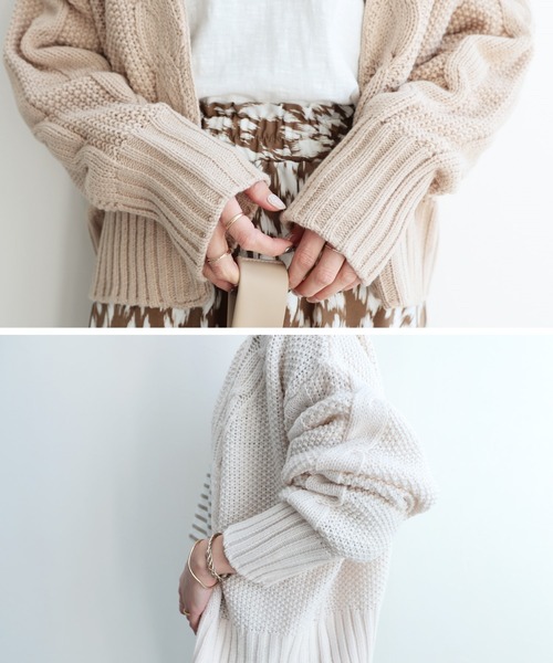 reca（レカ）の「ケーブル編みニットカーディガン（カーディガン/ボレロ・レディース・ベージュ/アイボリー・FREE）」の18枚目の写真