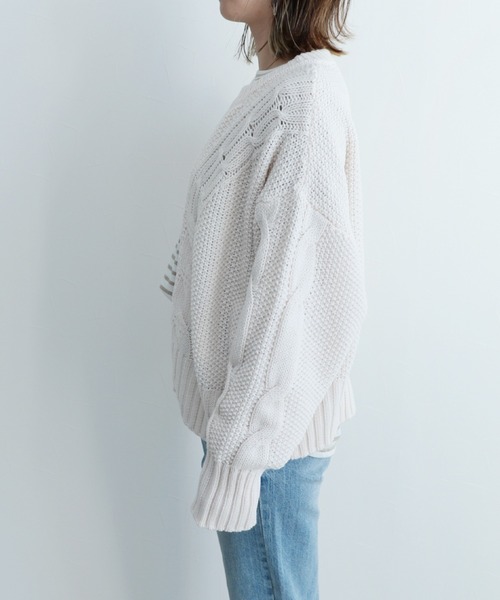 reca（レカ）の「ケーブル編みニットカーディガン（カーディガン/ボレロ・レディース・ベージュ/アイボリー・FREE）」の9枚目の写真
