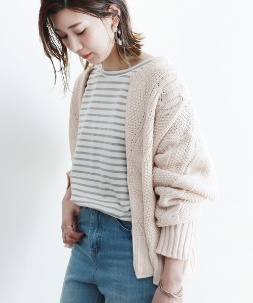 reca（レカ）の「ケーブル編みニットカーディガン（カーディガン/ボレロ・レディース・ベージュ/アイボリー・FREE）」の8枚目の写真