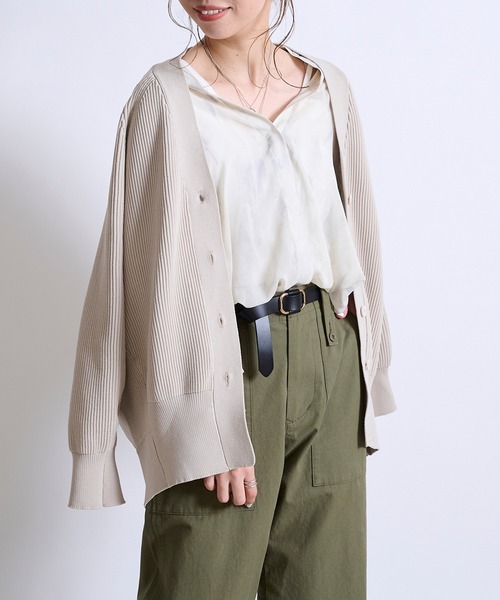 DouDou（ドゥドゥ）の「ポリエステルカーディガン（カーディガン/ボレロ・レディース・ライトグレー/オフホワイト/イエロー・FREE）」の2枚目の写真