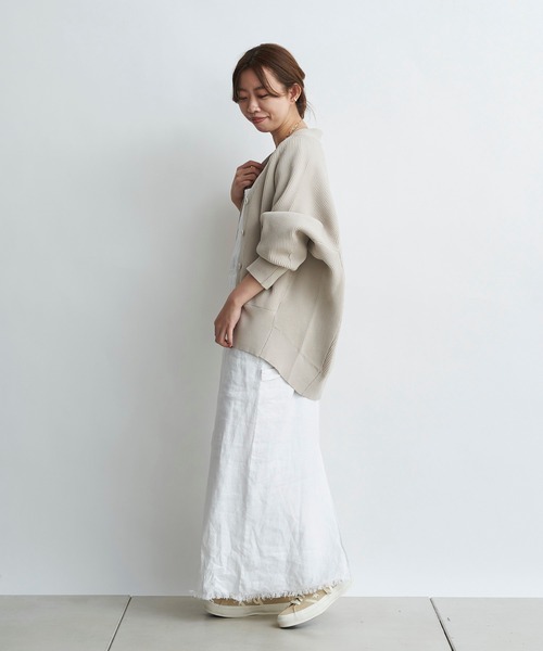 DouDou（ドゥドゥ）の「ポリエステルカーディガン（カーディガン/ボレロ・レディース・ライトグレー/オフホワイト/イエロー・FREE）」の4枚目の写真