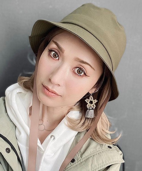 polcadot（ポルカドット）の「グログラン ストラップ バケットハット（ハット・レディース・ベージュ/ブラック/パープル/カーキ・FREE）」の10枚目の写真