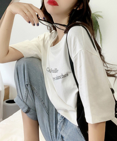 JUNOAH（ジュノア）の「フロントプリントTシャツ（Tシャツ/カットソー・レディース・ホワイト/ライトブルー/パープル・MEDIUM/LARGE/X-LARGE）」の4枚目の写真