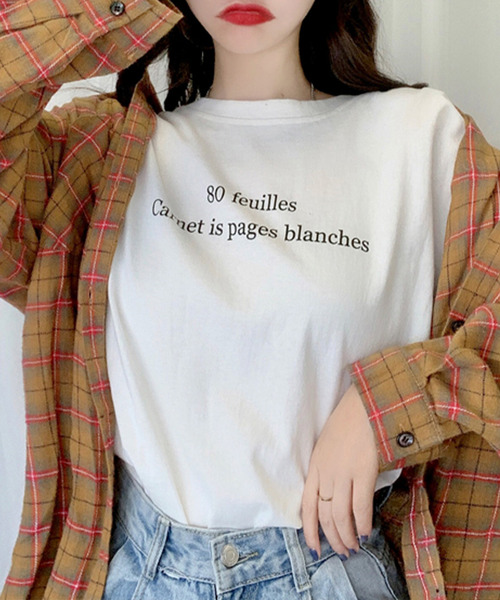 JUNOAH（ジュノア）の「フロントプリントTシャツ（Tシャツ/カットソー・レディース・ホワイト/ライトブルー/パープル・MEDIUM/LARGE/X-LARGE）」の7枚目の写真