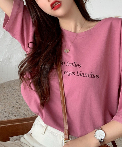 JUNOAH（ジュノア）の「フロントプリントTシャツ（Tシャツ/カットソー・レディース・ホワイト/ライトブルー/パープル・MEDIUM/LARGE/X-LARGE）」の6枚目の写真