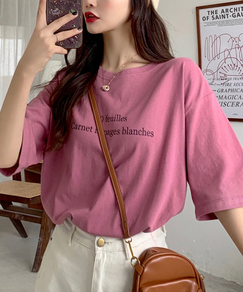 JUNOAH（ジュノア）の「フロントプリントTシャツ（Tシャツ/カットソー・レディース・ホワイト/ライトブルー/パープル・MEDIUM/LARGE/X-LARGE）」の8枚目の写真