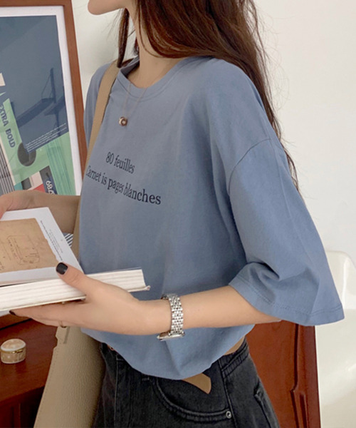 JUNOAH（ジュノア）の「フロントプリントTシャツ（Tシャツ/カットソー・レディース・ホワイト/ライトブルー/パープル・MEDIUM/LARGE/X-LARGE）」の5枚目の写真