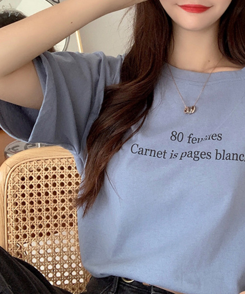 JUNOAH（ジュノア）の「フロントプリントTシャツ（Tシャツ/カットソー・レディース・ホワイト/ライトブルー/パープル・MEDIUM/LARGE/X-LARGE）」の10枚目の写真