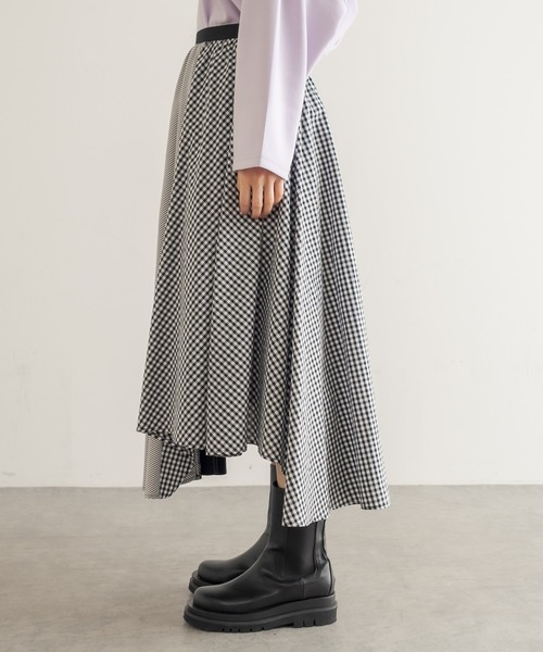 Lui's（ルイス）の「ギンガム・ストライプミックスアシメヘムラインスカート（スカート・レディース・ブラック・FREE）」の8枚目の写真