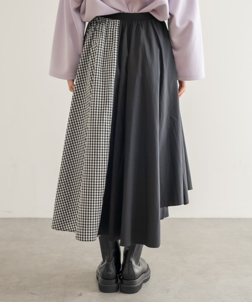 Lui's（ルイス）の「ギンガム・ストライプミックスアシメヘムラインスカート（スカート・レディース・ブラック・FREE）」の3枚目の写真