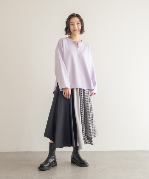 Lui's（ルイス）の「ギンガム・ストライプミックスアシメヘムラインスカート（スカート・レディース・ブラック・FREE）」の10枚目の写真