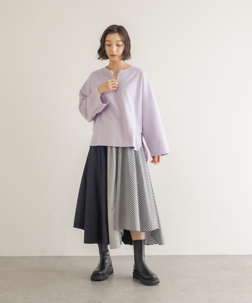 Lui's（ルイス）の「ギンガム・ストライプミックスアシメヘムラインスカート（スカート・レディース・ブラック・FREE）」の11枚目の写真