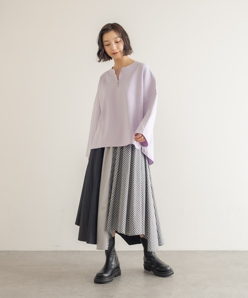 Lui's（ルイス）の「ギンガム・ストライプミックスアシメヘムラインスカート（スカート・レディース・ブラック・FREE）」の12枚目の写真