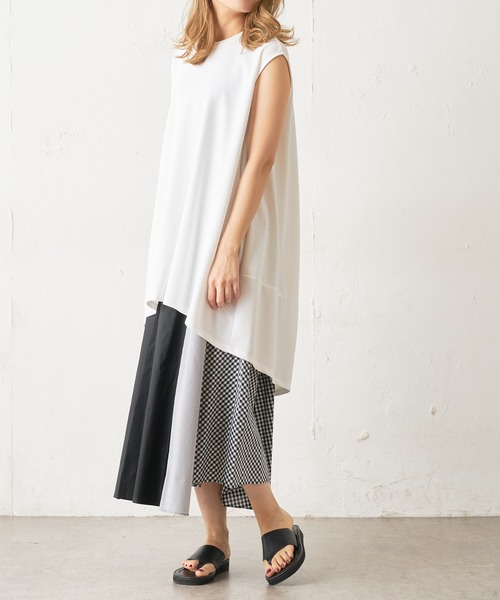 Lui's（ルイス）の「ギンガム・ストライプミックスアシメヘムラインスカート（スカート・レディース・ブラック・FREE）」の14枚目の写真