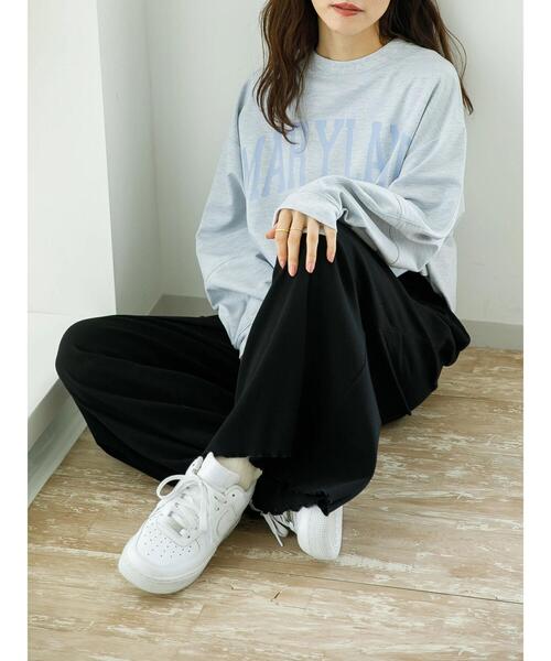 SLURR（スラ―）の「カレッジプリントオーバーサイズトレーナー（スウェット・レディース・クリーム/チョコ/グレイッシュベージュ/ライトグレー系1・FREE）」の6枚目の写真