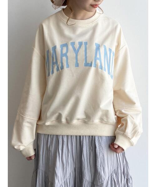 SLURR（スラ―）の「カレッジプリントオーバーサイズトレーナー（スウェット・レディース・クリーム/チョコ/グレイッシュベージュ/ライトグレー系1・FREE）」の16枚目の写真