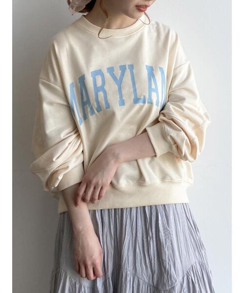 SLURR（スラ―）の「カレッジプリントオーバーサイズトレーナー（スウェット・レディース・クリーム/チョコ/グレイッシュベージュ/ライトグレー系1・FREE）」の17枚目の写真
