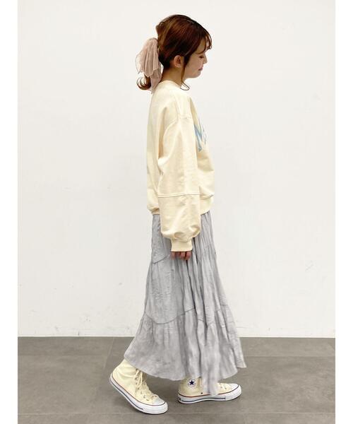 SLURR（スラ―）の「カレッジプリントオーバーサイズトレーナー（スウェット・レディース・クリーム/チョコ/グレイッシュベージュ/ライトグレー系1・FREE）」の19枚目の写真