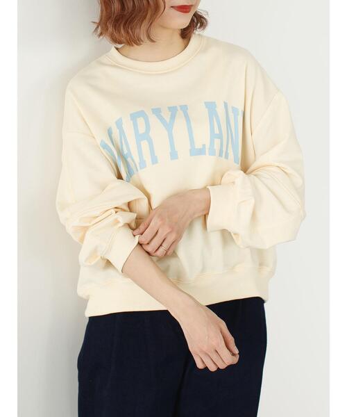 SLURR（スラ―）の「カレッジプリントオーバーサイズトレーナー（スウェット・レディース・クリーム/チョコ/グレイッシュベージュ/ライトグレー系1・FREE）」の20枚目の写真