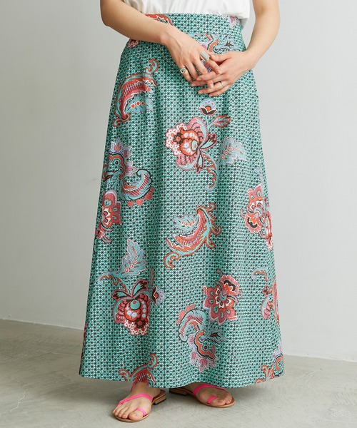 cardo fabrica（カルドファブリカ）の「◇アフリカンバティックテーパード台形マキシスカート（スカート・レディース・グレー/グリーン・FREE）」の22枚目の写真