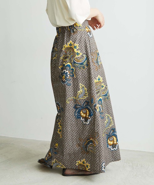 cardo fabrica（カルドファブリカ）の「◇アフリカンバティックテーパード台形マキシスカート（スカート・レディース・グレー/グリーン・FREE）」の20枚目の写真