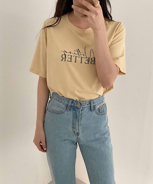 CEMONEMO（セモネモ）の「NOTHING BETTER ロゴ プリント Tシャツ（Tシャツ/カットソー・レディース・ホワイト/ピンク/イエロー・FREE）」の15枚目の写真