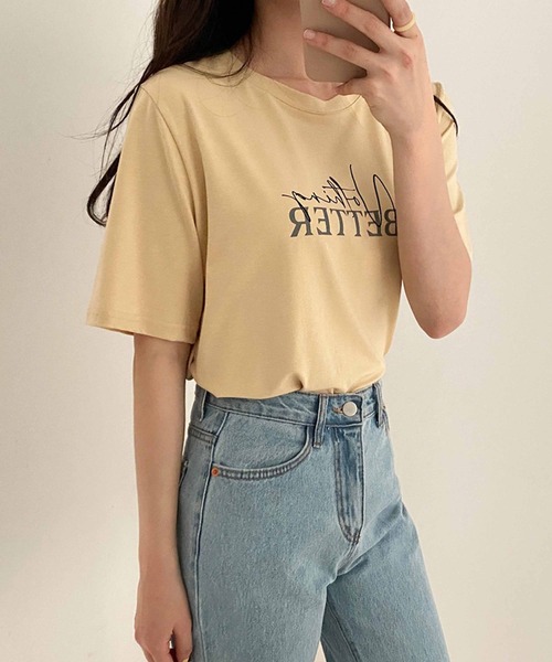 CEMONEMO（セモネモ）の「NOTHING BETTER ロゴ プリント Tシャツ（Tシャツ/カットソー・レディース・ホワイト/ピンク/イエロー・FREE）」の14枚目の写真